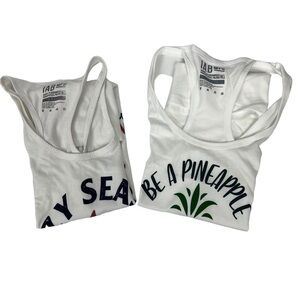 I AM BECOMING Women’s Activewear Cycling Tank Tops Small Bundle/2 White Graphic